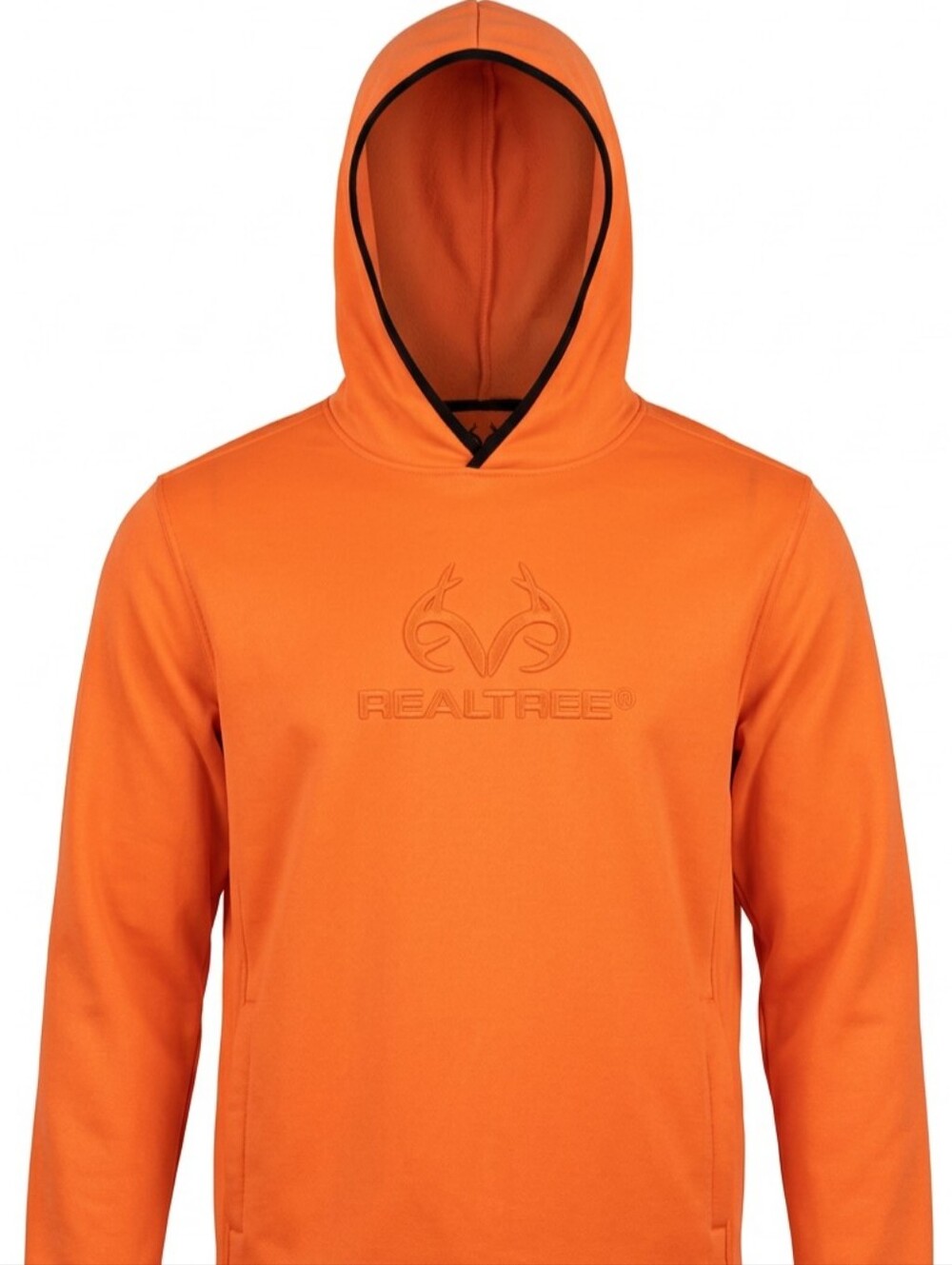 Youth Realtree Orange Pullover Hoodie with Black Trim Embossed Logo Kids Size XL